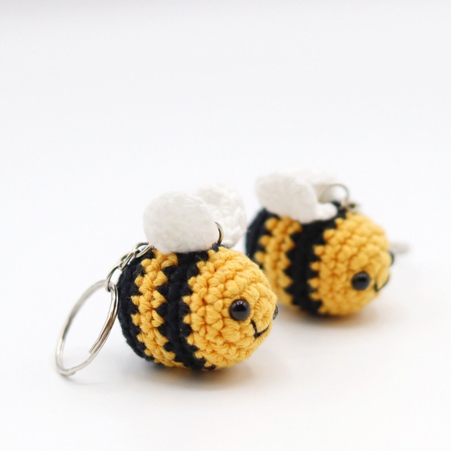 Handmade crochet bee keyring